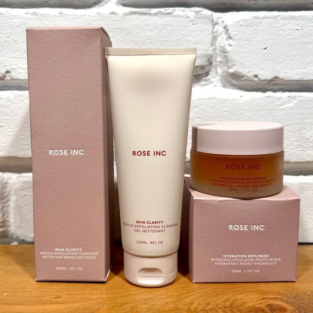 Rose Inc Skincare Duo Exfoliating Cleanser + Hydrating Moisturizer Clean Beauty